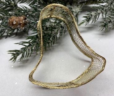 Dekoanhänger aus Metall-Gitter, Glocke gold